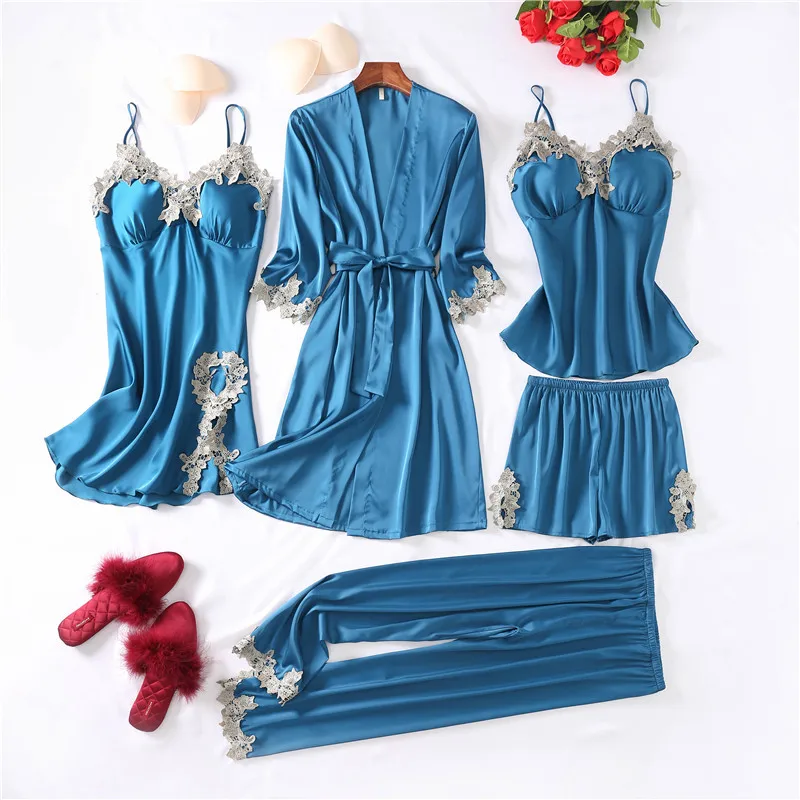 2021 New Women Pajamas Set Soft Satin Kimono Bathrobe Gown Lace Nightwear PJS Faux Silk Loungewear Sexy Intimate Lingerie
2021 New Women Pajamas Set Soft Satin Kimono Bathrobe Gown Lace Nightwear PJS Faux Silk Loungewear Sexy Intimate Lingerie
