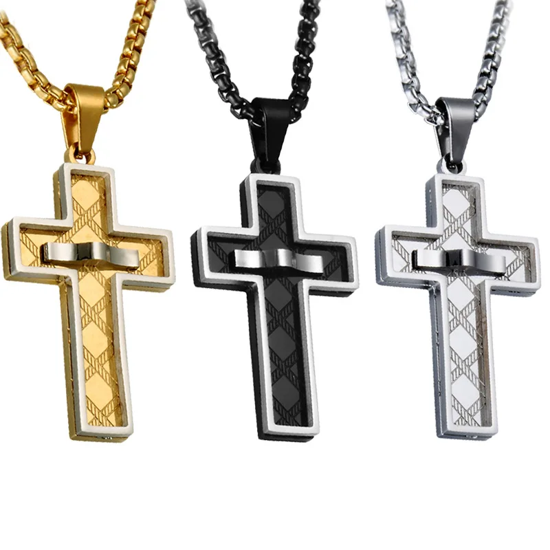 European And American Temperament Stainless Steel Pattern Exaggerated Cross Domineering Pendant Necklace
European And American Temperament Stainless Steel Pattern Exaggerated Cross Domineering Pendant Necklace