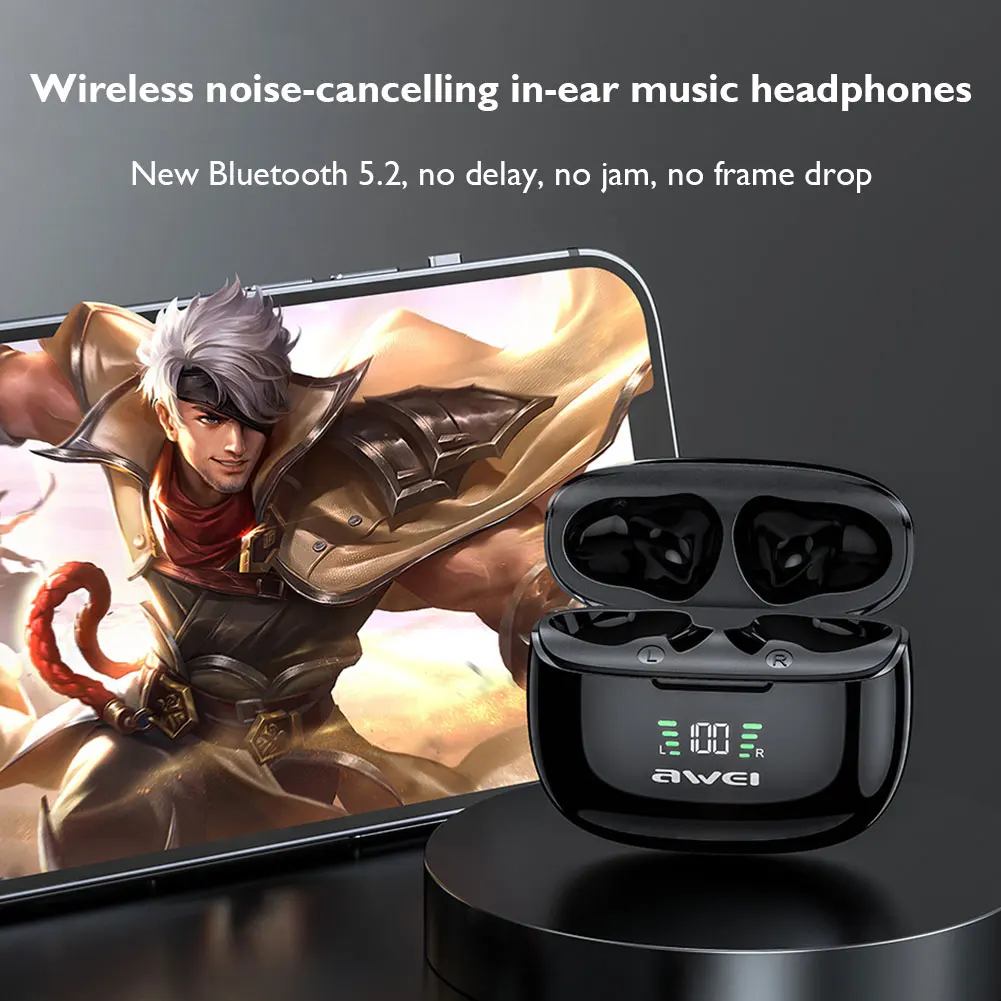 AWEI TA8 Active Noise Cancelling Wireless Earbuds In Ear Headphones ANC TWS Stereo Earphones with Microphone
AWEI TA8 Active Noise Cancelling Wireless Earbuds In Ear Headphones ANC TWS Stereo Earphones with Microphone
