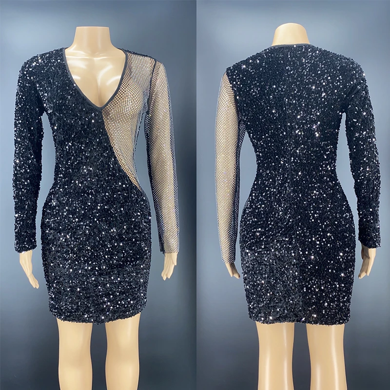 Sexy See Through Rhinestone Dress Women Birthday Party Prom Costume Drag Queen Singer Dj Stage Performance Sequin Dress DNV15439 
Sexy See Through Rhinestone Dress Women Birthday Party Prom Costume Drag Queen Singer Dj Stage Performance Sequin Dress DNV15439