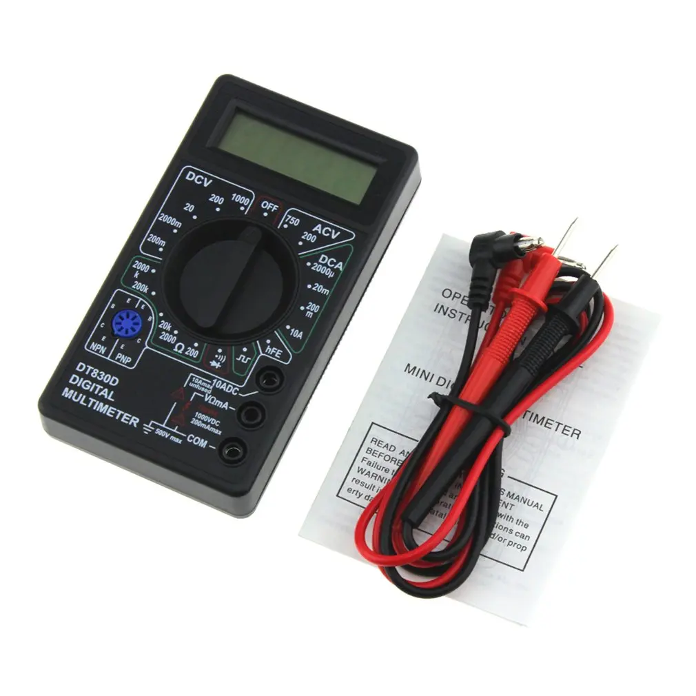 DT-830D мини карманный цифровой мультиметр 1999 отсчетов AC/DC Вольт Ампер Ом диод hFE тестер непрерывности Амперметр Вольтметр Омметр
DT-830D мини карманный цифровой мультиметр 1999 отсчетов AC/DC Вольт Ампер Ом диод hFE тестер непрерывности Амперметр Вольтметр Омметр