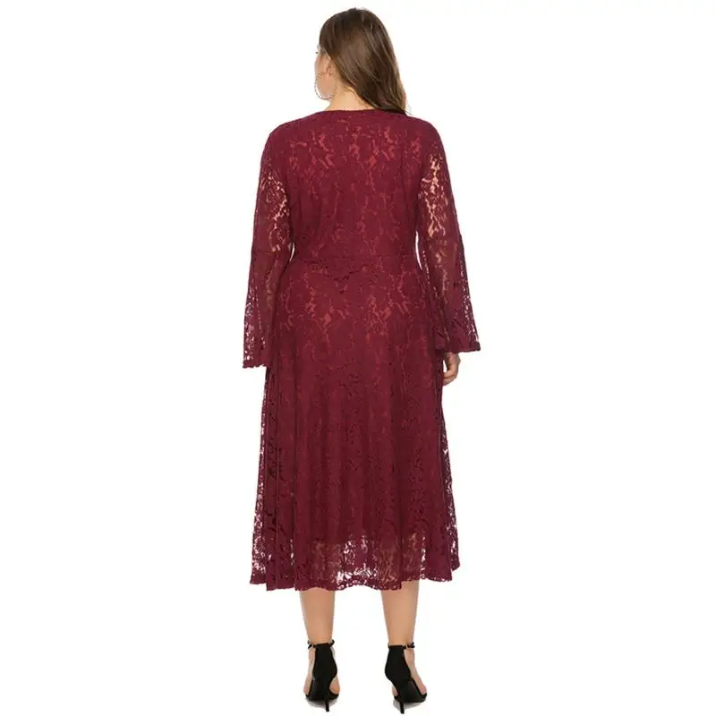 XL-5XL Plus size Autumn Long Lace Dress Women Big Size Sexy V neck Flare Sleeve Office Dress Lady Large Size Lace Party Vestidos
XL-5XL Plus size Autumn Long Lace Dress Women Big Size Sexy V neck Flare Sleeve Office Dress Lady Large Size Lace Party Vestidos