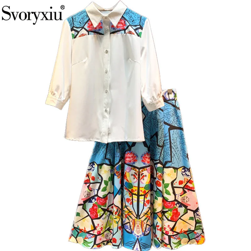 Svoryxiu 2020 Women's Autumn Runway Skirt Suit Elegant White Long Sleeve Blouse + Cartoon Print Skirt Fashion Female 2 Piece Set
Svoryxiu 2020 Women's Autumn Runway Skirt Suit Elegant White Long Sleeve Blouse + Cartoon Print Skirt Fashion Female 2 Piece Set
