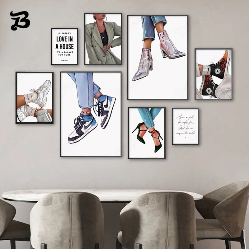Shoes Canvas Painting Wall Art Fashion Girl Wear Style Sports Shoes Art Nordic Poster and Print for Living Room Shop Room Decor
Shoes Canvas Painting Wall Art Fashion Girl Wear Style Sports Shoes Art Nordic Poster and Print for Living Room Shop Room Decor