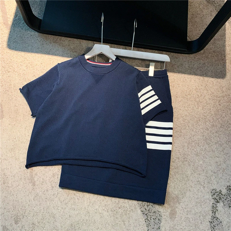 Casual Short Sleeve Knit Two-piece Suit Women Summer High Waist Knee-length Pink Skirt Stripe Patchwork+short Top And Skirt Sets
Casual Short Sleeve Knit Two-piece Suit Women Summer High Waist Knee-length Pink Skirt Stripe Patchwork+short Top And Skirt Sets