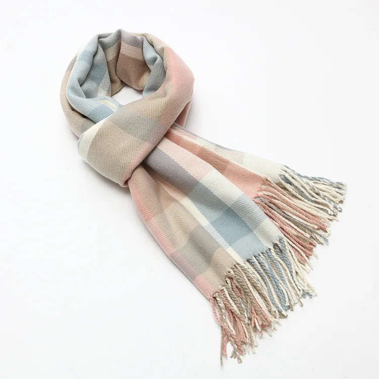 

New Cashmere Like Scarf Women's Shawl Students' Thickened Plaid Scarf In Autumn and Winter 200*70cm Scarf Women