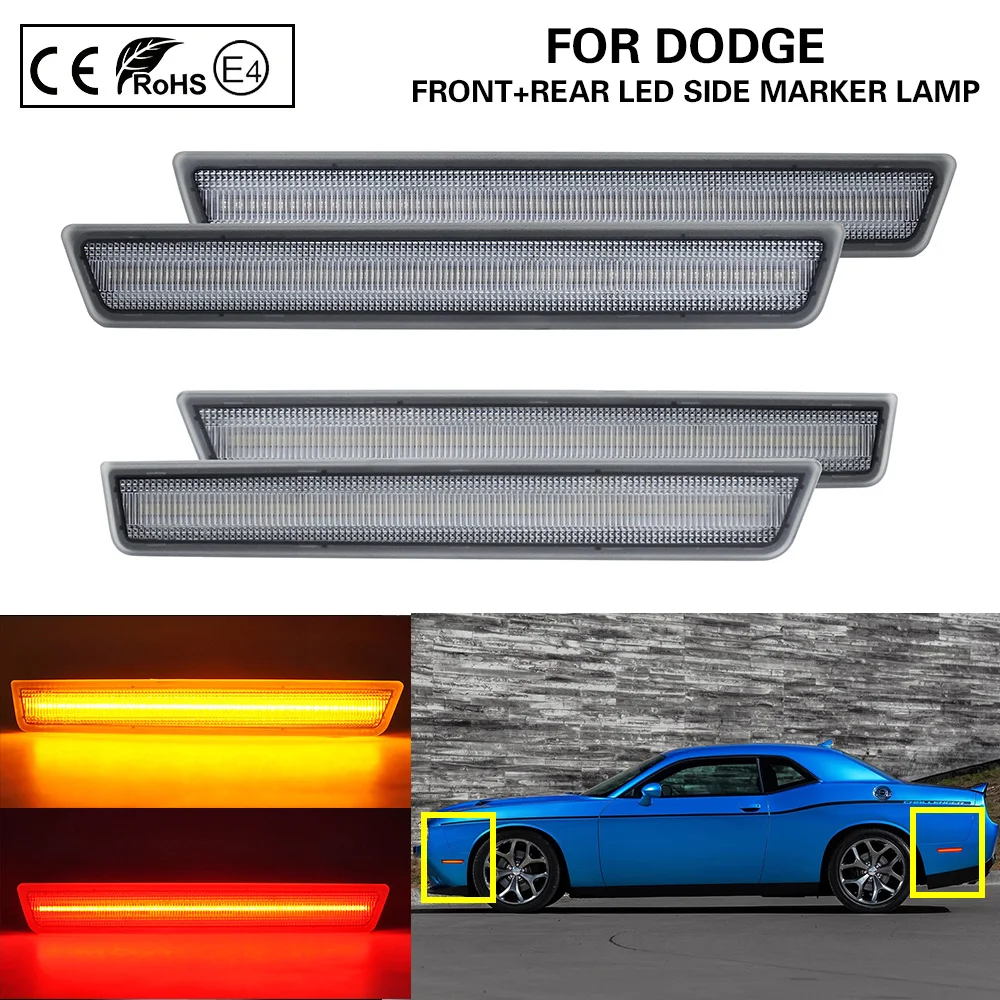 For Dodge Challenger 2015-2019 Clear lens Front+Rear LED Side Marker Light Lamp Amber/Red US Version 4PCS
For Dodge Challenger 2015-2019 Clear lens Front+Rear LED Side Marker Light Lamp Amber/Red US Version 4PCS