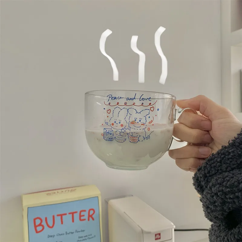 Cute Animal Glass Cup Korean Style Cartoon Bear And Rabbit Large Capacity With Handle Household Breakfast Milk Cup
Cute Animal Glass Cup Korean Style Cartoon Bear And Rabbit Large Capacity With Handle Household Breakfast Milk Cup