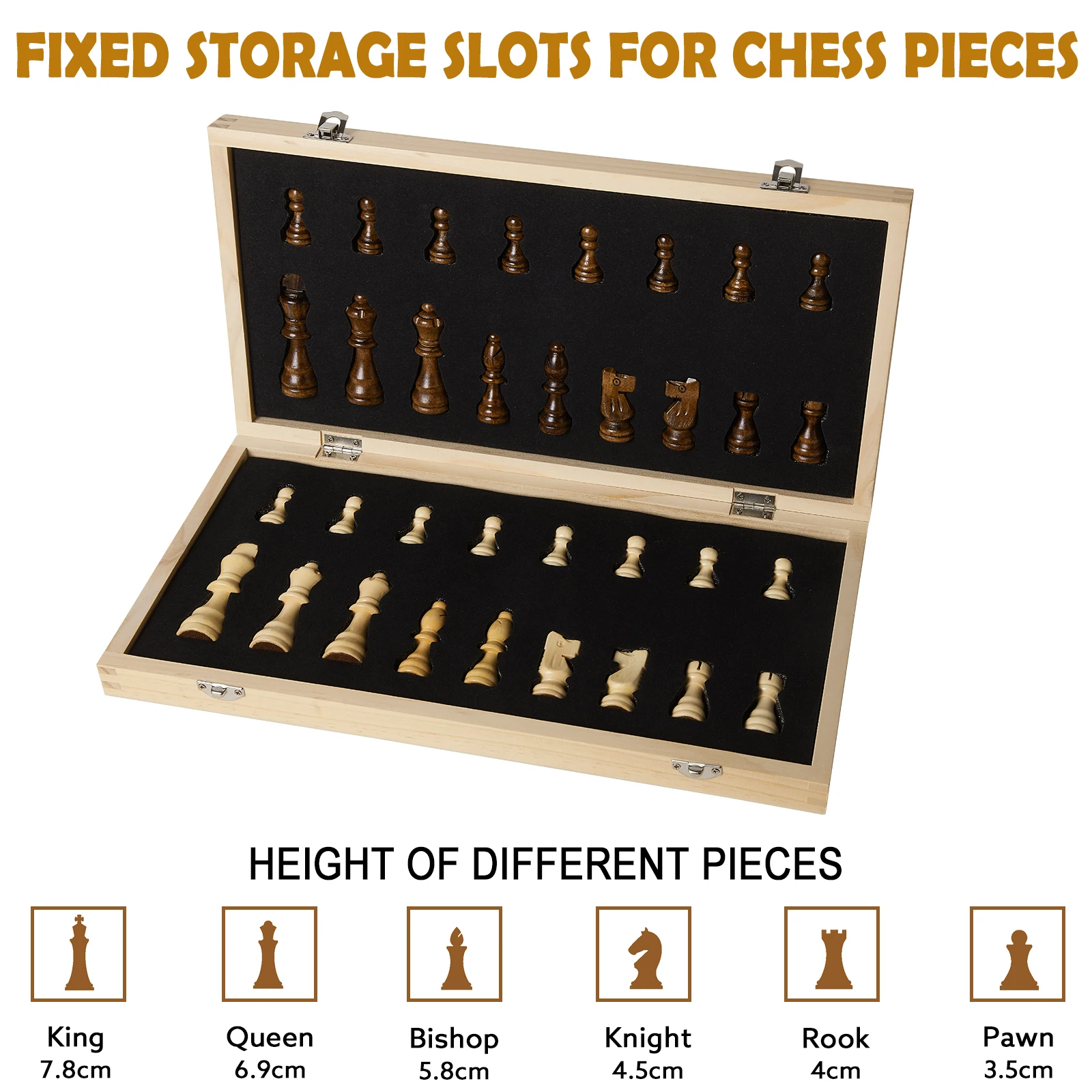 15 Inches Magnetic Wooden Chess Set - 2 Extra Queens - Folding Handmade Portable Board with Game Pieces Storage Slots
15 Inches Magnetic Wooden Chess Set - 2 Extra Queens - Folding Handmade Portable Board with Game Pieces Storage Slots