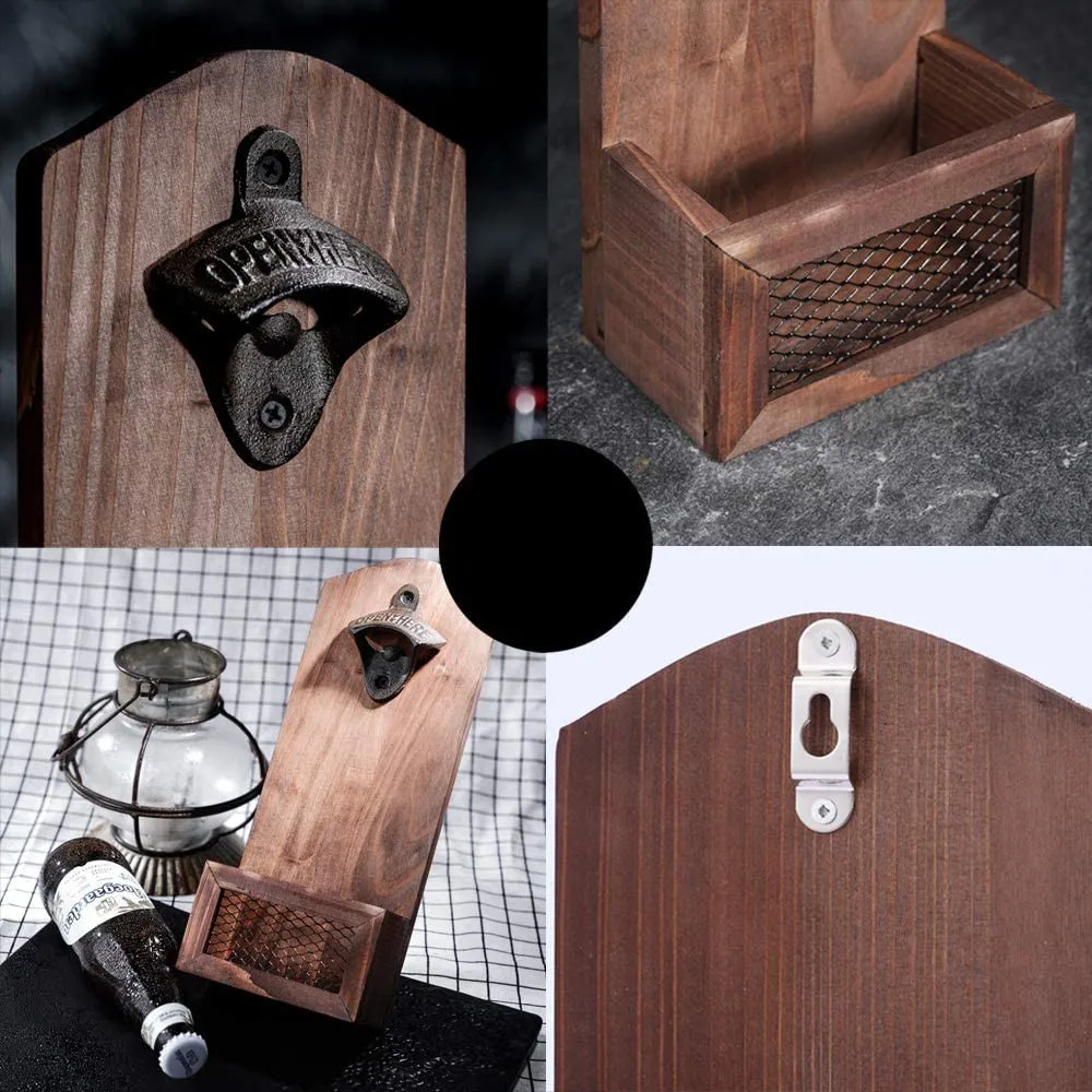 Bottle Opener with Cap Collector Catcher,Vintage Wooden Wall Mounted Bottle OpenerIdeal Gift for Men and Beer Lovers
Bottle Opener with Cap Collector Catcher,Vintage Wooden Wall Mounted Bottle OpenerIdeal Gift for Men and Beer Lovers