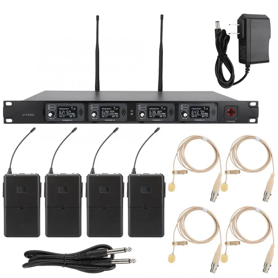UHF 615.9~664.2Mhz Fixed Frequency Point 1 to 4 Wireless Lapel Microphone 100-240V 1 Transmitter 4 Receive microphones
UHF 615.9~664.2Mhz Fixed Frequency Point 1 to 4 Wireless Lapel Microphone 100-240V 1 Transmitter 4 Receive microphones