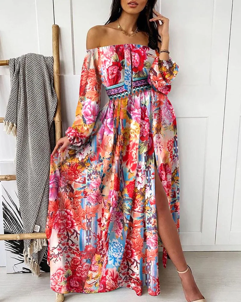African Dresses For Women 2021 New Off Shoulder Long Sleeve Vintage Print Dress Women Sexy High Slit Elegant Evening Gown
African Dresses For Women 2021 New Off Shoulder Long Sleeve Vintage Print Dress Women Sexy High Slit Elegant Evening Gown