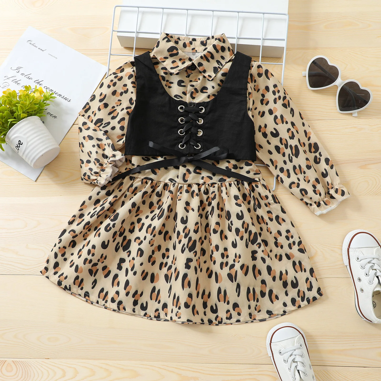 New Kids Baby Girls Clothes Sets Leopard Long Sleeve Lapel A-line Dress Bandage Vest Autumn Spring Kids Dress 2Pcs Outfits
New Kids Baby Girls Clothes Sets Leopard Long Sleeve Lapel A-line Dress Bandage Vest Autumn Spring Kids Dress 2Pcs Outfits