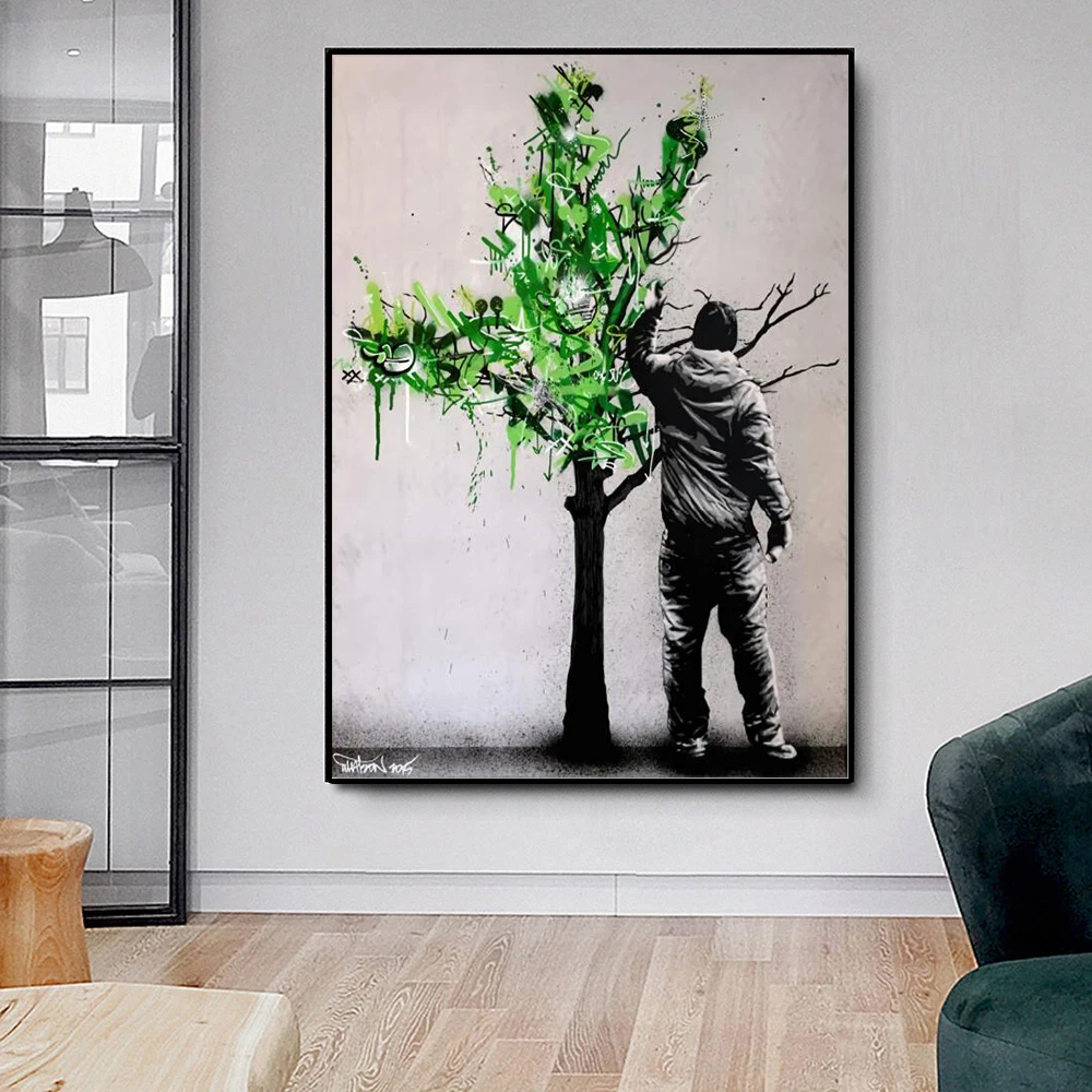 Graffiti Art Canvas Painting Posters and Prints Wall Art Artist And The Tree Picture for Living Room Home Cuadros Decoration
Graffiti Art Canvas Painting Posters and Prints Wall Art Artist And The Tree Picture for Living Room Home Cuadros Decoration