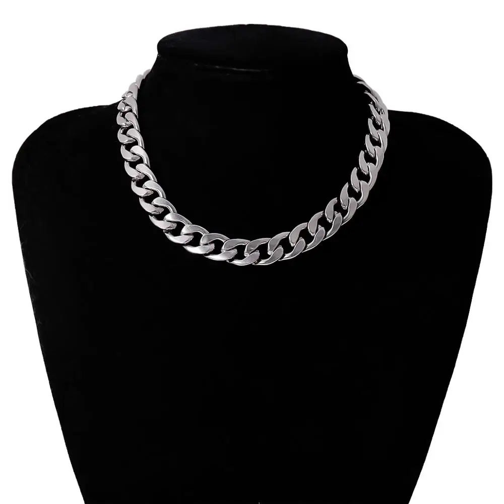 Короткое ожерелье из кубинской стали для мужчин и женщин массивная цепь под