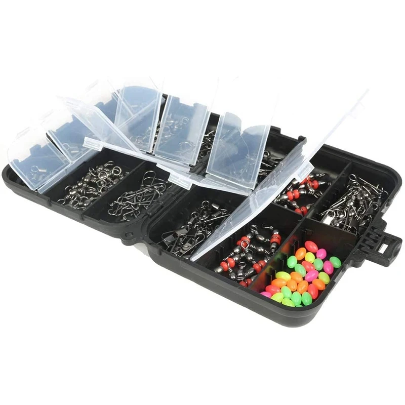 140 Pcs Fishing Kit Set with Fishing Tackle Box Including Fishing Sinker Weights Fishing Swivels Snaps Jig Hook
140 Pcs Fishing Kit Set with Fishing Tackle Box Including Fishing Sinker Weights Fishing Swivels Snaps Jig Hook