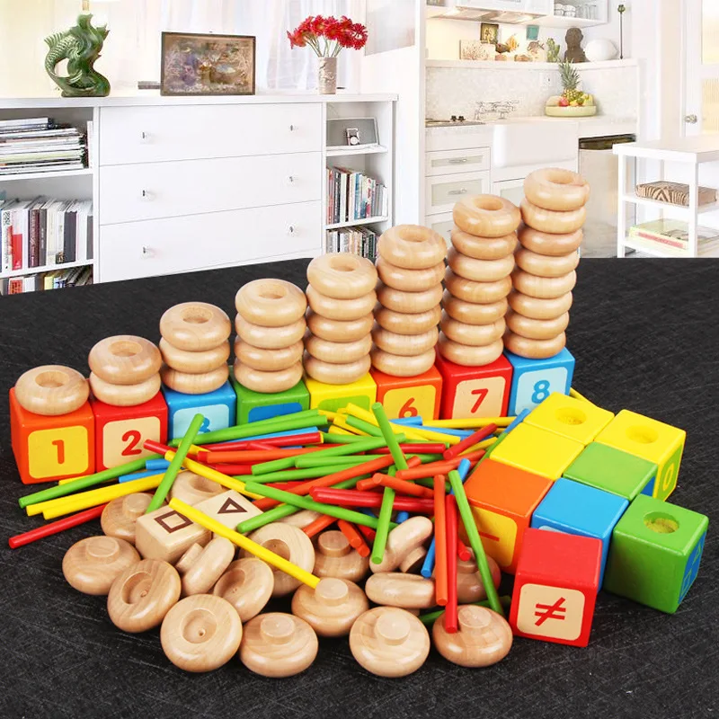 Дешевый деревянный радужный красочный абак Монтессори стеллаж математической игры инструмент образовательного дошкольного детского детского игрушечного набора Монтессори.