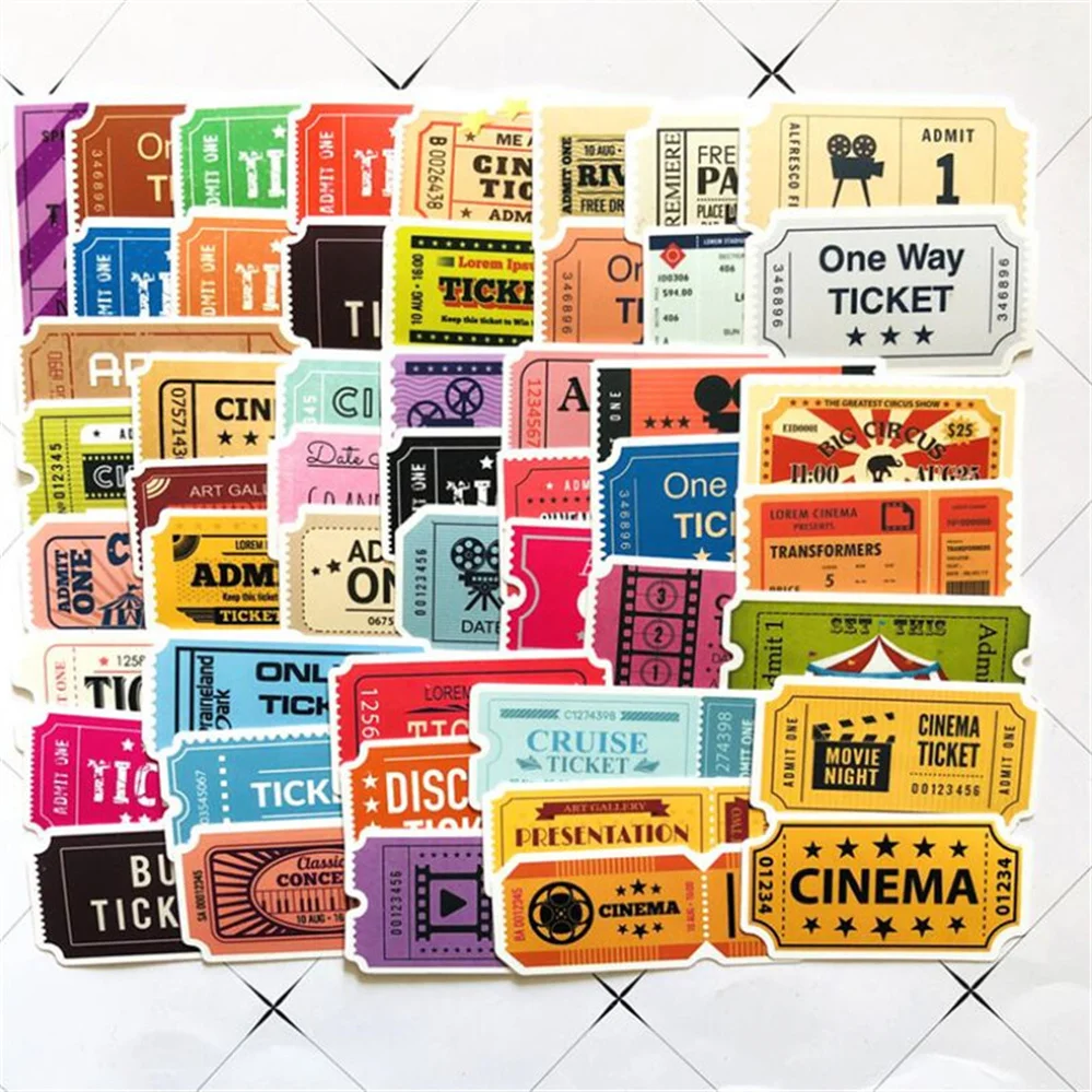 10/30 / 50pcs Boarding Ticket Movie Fare Retro Doodle Sticker Computer Guitar Waterproof Decoration Stickers Wholesale
10/30 / 50pcs Boarding Ticket Movie Fare Retro Doodle Sticker Computer Guitar Waterproof Decoration Stickers Wholesale