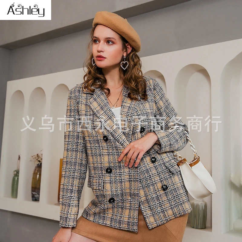 Ashley Office ladies plaid women tweed blazer coat Causal long sleeve autumn winter coat Button pocket female suit short blazer
Ashley Office ladies plaid women tweed blazer coat Causal long sleeve autumn winter coat Button pocket female suit short blazer