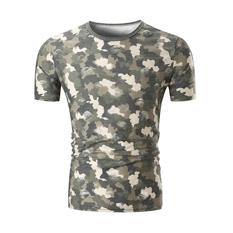 3009-Men's Sports Fitness T-Shirt Cotton Stretch Sports Short Sleeve Factory Direct