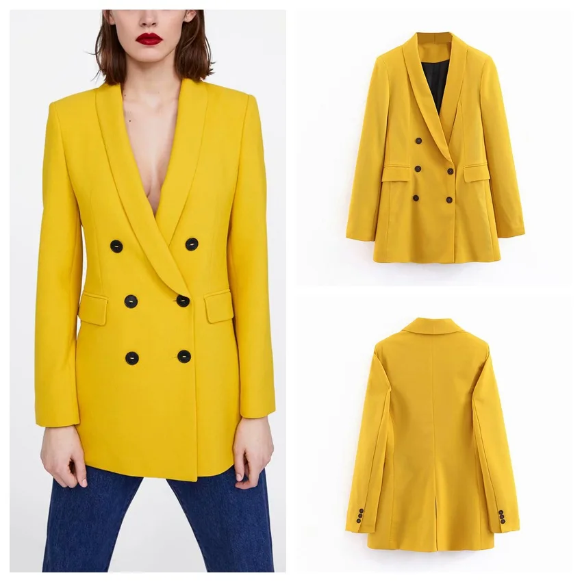 Pinkou Women Stylish Solid Yellow Blazer Slim Fit Long Sleeve Double Breasted Coat Female Outwear Stylish Jacket CA52
Pinkou Women Stylish Solid Yellow Blazer Slim Fit Long Sleeve Double Breasted Coat Female Outwear Stylish Jacket CA52