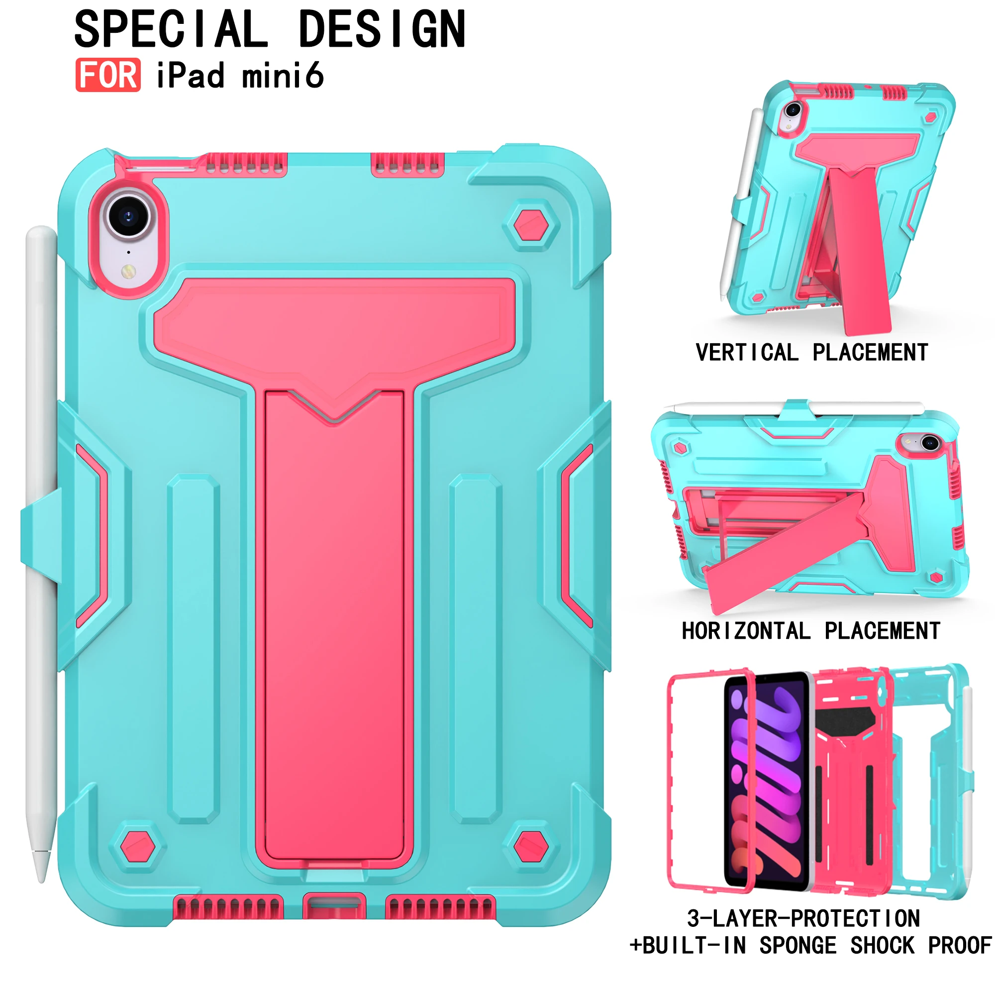 For Ipad Mini 6 Case Heavy Duty Protective Case Drop&Shock Proof Tablet Cover 8.3Inch for Kids ipad mini 2021 case Stand Case
For Ipad Mini 6 Case Heavy Duty Protective Case Drop&Shock Proof Tablet Cover 8.3Inch for Kids ipad mini 2021 case Stand Case