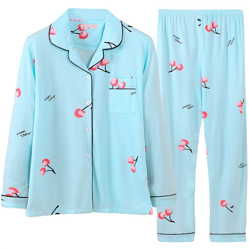 Women's Pajamas New Autumn Spring Long Sleeve Sleepwear Set Striped cartoon pyjama Woman Home Nightwear Set Cardigan Plus Size
Women's Pajamas New Autumn Spring Long Sleeve Sleepwear Set Striped cartoon pyjama Woman Home Nightwear Set Cardigan Plus Size