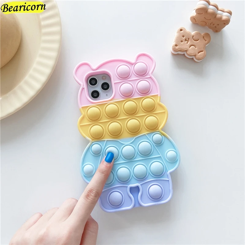 Pop Fidget Toys Push Bubble Silicone Beans Case For iPhone 6 6s 7 8 Plus X XR XS 11 12 Pro Max SE 3D Cartoon Cute Bear Cover
Pop Fidget Toys Push Bubble Silicone Beans Case For iPhone 6 6s 7 8 Plus X XR XS 11 12 Pro Max SE 3D Cartoon Cute Bear Cover