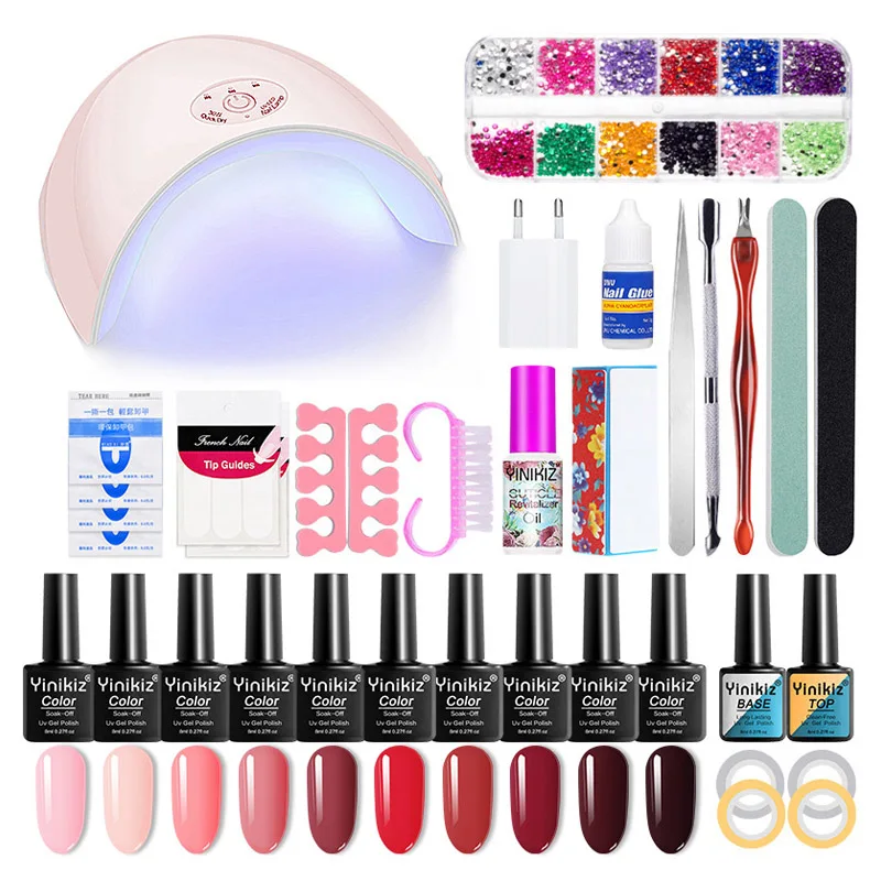 Yinikiz Nail Kit Dryer LED Lamp&UV Gel Varnish Polish Top Base Coat Manicure Tool 10 Color Nail Polish For Nail Sets
Yinikiz Nail Kit Dryer LED Lamp&UV Gel Varnish Polish Top Base Coat Manicure Tool 10 Color Nail Polish For Nail Sets