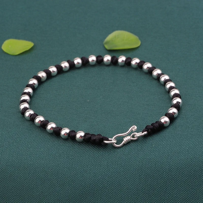 BOCAI New Real S925 Sterling Silver Jewelry DIY Hand-Woven 4mm Bead Versatile Bracelet for Couples Man and Woman
BOCAI New Real S925 Sterling Silver Jewelry DIY Hand-Woven 4mm Bead Versatile Bracelet for Couples Man and Woman