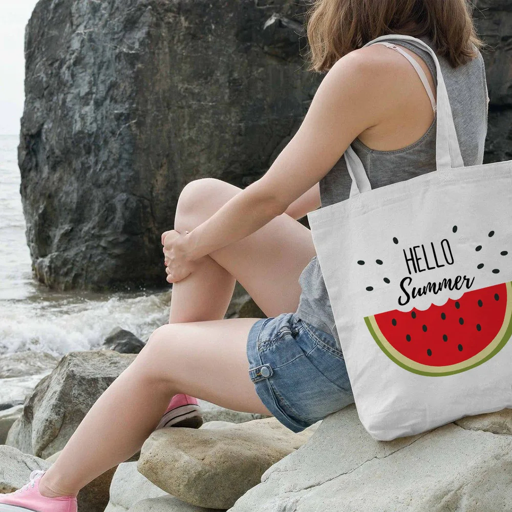Reusable Large Capacity New Women's Casual Canvas Shopping Bag Hello Summer Watermelon Print Eco Tote Travel Bag Lady Handbag
Reusable Large Capacity New Women's Casual Canvas Shopping Bag Hello Summer Watermelon Print Eco Tote Travel Bag Lady Handbag