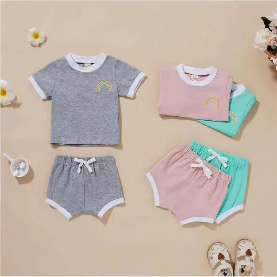 WenaZao Children Casual Two-piece Clothes Set, Rainbow Embroidery Pattern T-shirt and Shorts Infant Toddler Casual Set
WenaZao Children Casual Two-piece Clothes Set, Rainbow Embroidery Pattern T-shirt and Shorts Infant Toddler Casual Set