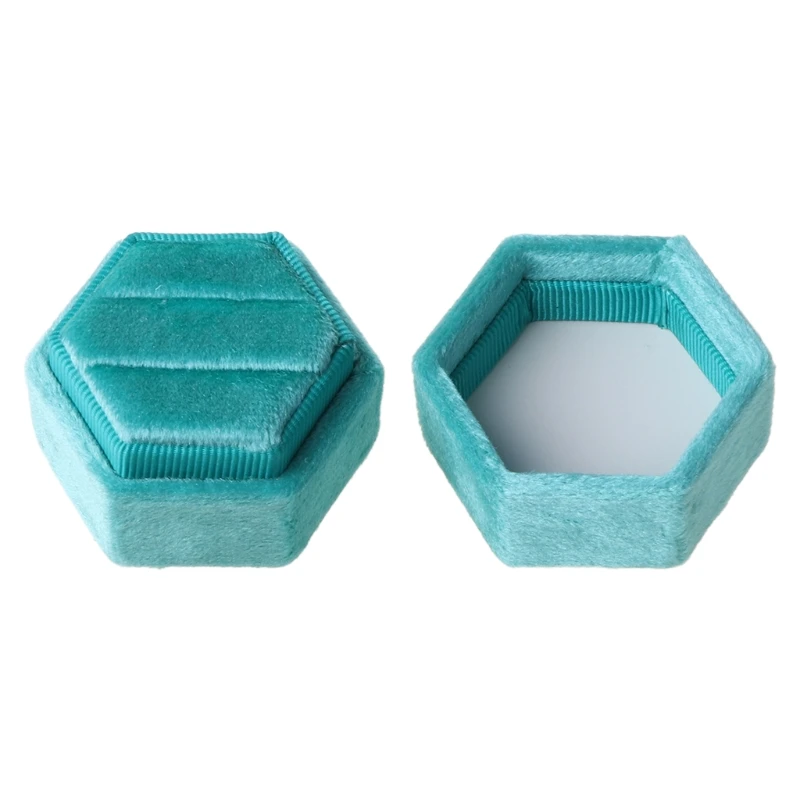 Hexagon Velvet Ring Bearer Box - Premium Gorgeous Vintage Double Ring Display Holder with Detachable Lid for Proposal, P9YF
Hexagon Velvet Ring Bearer Box - Premium Gorgeous Vintage Double Ring Display Holder with Detachable Lid for Proposal, P9YF