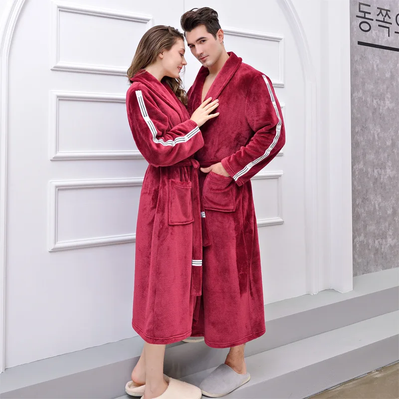 

Халат женский Пижамный халат женская одежда банные халаты осенне-зимняя фланелевая ночная рубашка для мужчин и женщин утепленная длинная б...