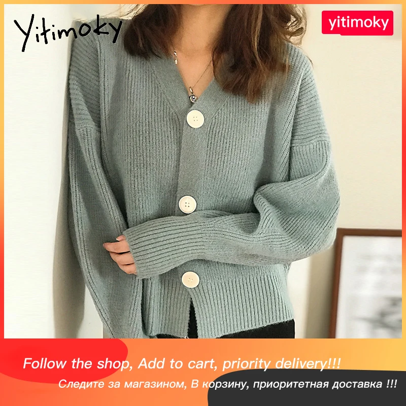 Женский трикотажный кардиган Yitimoky, однобортный однотонный Повседневный свитер с V-образным вырезом, одежда в Корейском стиле, Осень-зима 2021,...
Женский трикотажный кардиган Yitimoky, однобортный однотонный Повседневный свитер с V-образным вырезом, одежда в Корейском стиле, Осень-зима 2021,...