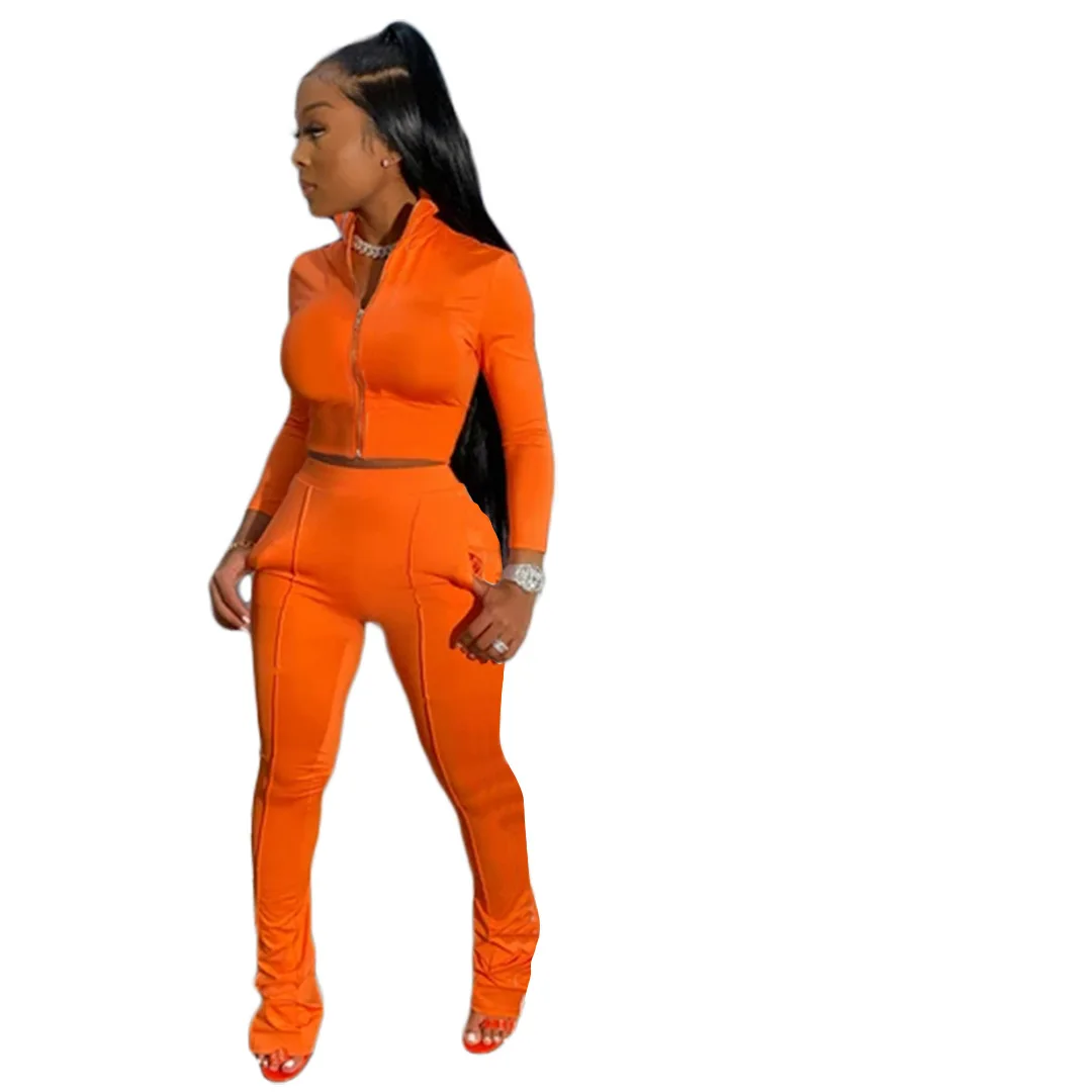 Explosive European and American women's clothing pure color fashion casual sports two-piece suit 
Explosive European and American women's clothing pure color fashion casual sports two-piece suit