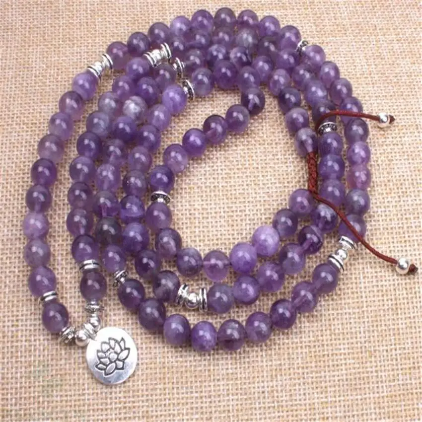 8mm Amethyst Gemstone 108 Beads Lotus Pendant Mala Necklace Meditation Fancy Chakra Healing MONK Buddhism natural Handmade Wrist
8mm Amethyst Gemstone 108 Beads Lotus Pendant Mala Necklace Meditation Fancy Chakra Healing MONK Buddhism natural Handmade Wrist