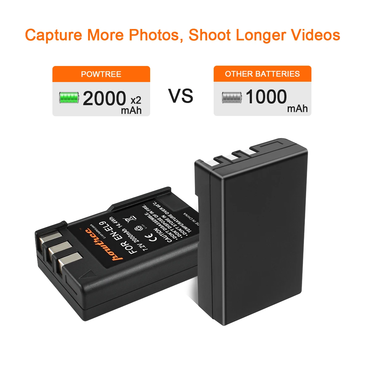 Powtree 2000mAh 7.2V EN-EL9 EN-EL9A EN EL9 EL9A ENEL9 Batteries + LED Charger for Nikon D40 D40X D60 D3000 D5000 Digital Camera |