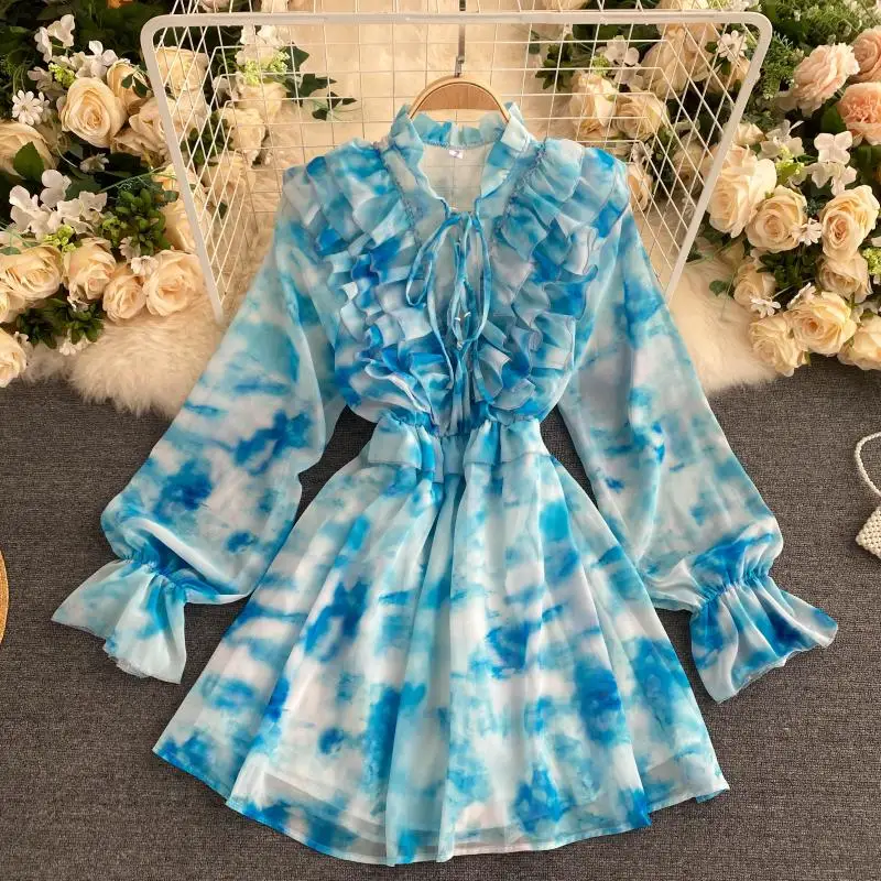 Women's Spring Summer Runway Fashion Long Sleeve Blue Print Chiffon Dress Female Travel Chic Party Beach Dress TB1783
Women's Spring Summer Runway Fashion Long Sleeve Blue Print Chiffon Dress Female Travel Chic Party Beach Dress TB1783