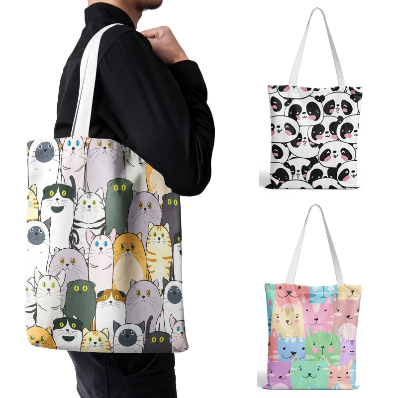 Cartoon Cats Printed Women Shopping Bag Cute Funny Animal Eco Friendly Canvas Portable Storage Pouch Fashion Shoulder Girls Bag
Cartoon Cats Printed Women Shopping Bag Cute Funny Animal Eco Friendly Canvas Portable Storage Pouch Fashion Shoulder Girls Bag