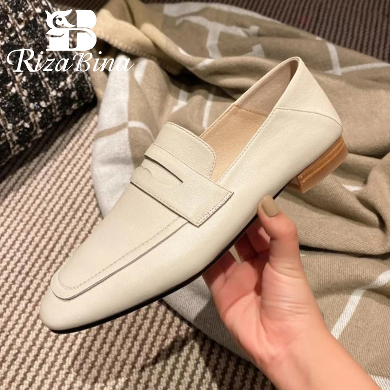 RIZABINA Women Real Leather Flats Square Toe Slip On Shoes Loafers Shoes Solid Color Elegant Ladies Footwear Size 33-41
RIZABINA Women Real Leather Flats Square Toe Slip On Shoes Loafers Shoes Solid Color Elegant Ladies Footwear Size 33-41
