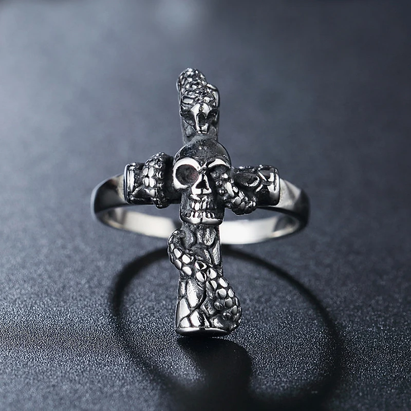Gothic Cross Cobra Skull Ring Mens Women 316L Stainless Steel Cross Biker Ring Unisex Punk Hip Hop Jewelry Dropshipping Store
Gothic Cross Cobra Skull Ring Mens Women 316L Stainless Steel Cross Biker Ring Unisex Punk Hip Hop Jewelry Dropshipping Store