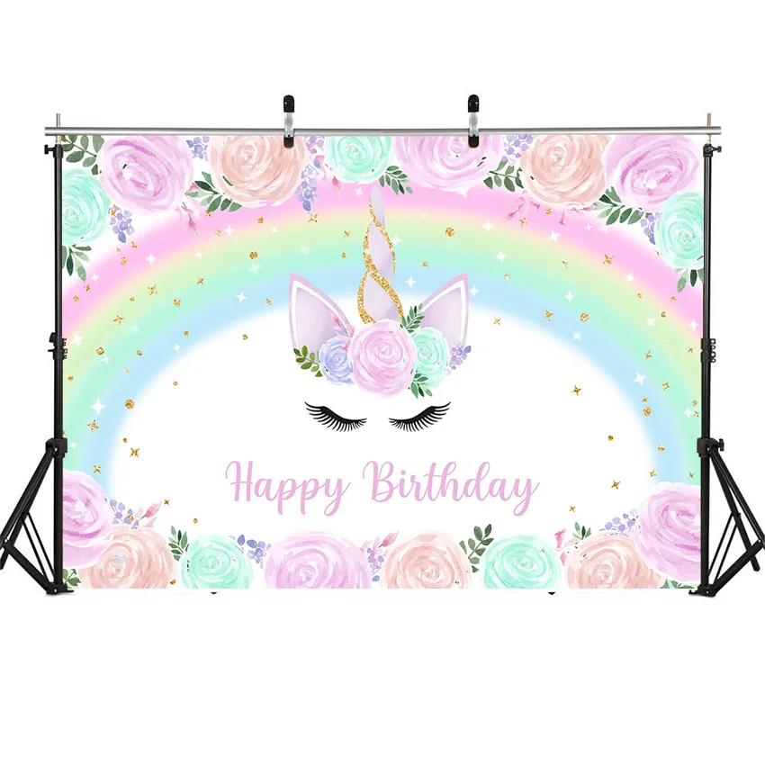 Unicorn flowers backdrop colorful rainbow unicorn happy birthday party decoration background for photo studio supplies customize
Unicorn flowers backdrop colorful rainbow unicorn happy birthday party decoration background for photo studio supplies customize
