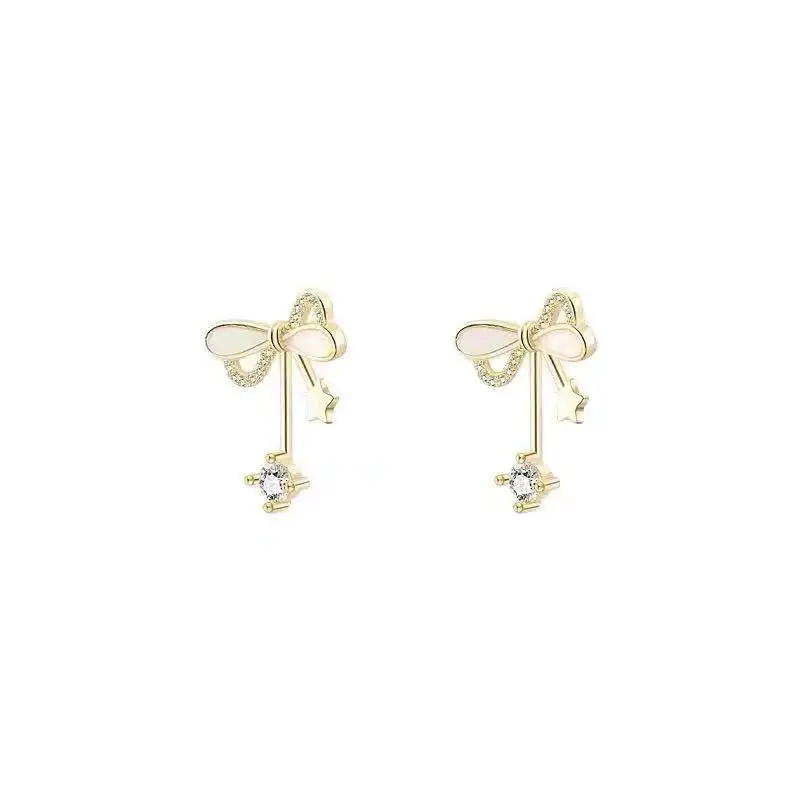 Elegant and Wweet Girls Bow Zircon Gold Earrings For Woman Fashion Korean Jewelry Student New Year Party Gift Unusual Earrings 
Elegant and Wweet Girls Bow Zircon Gold Earrings For Woman Fashion Korean Jewelry Student New Year Party Gift Unusual Earrings