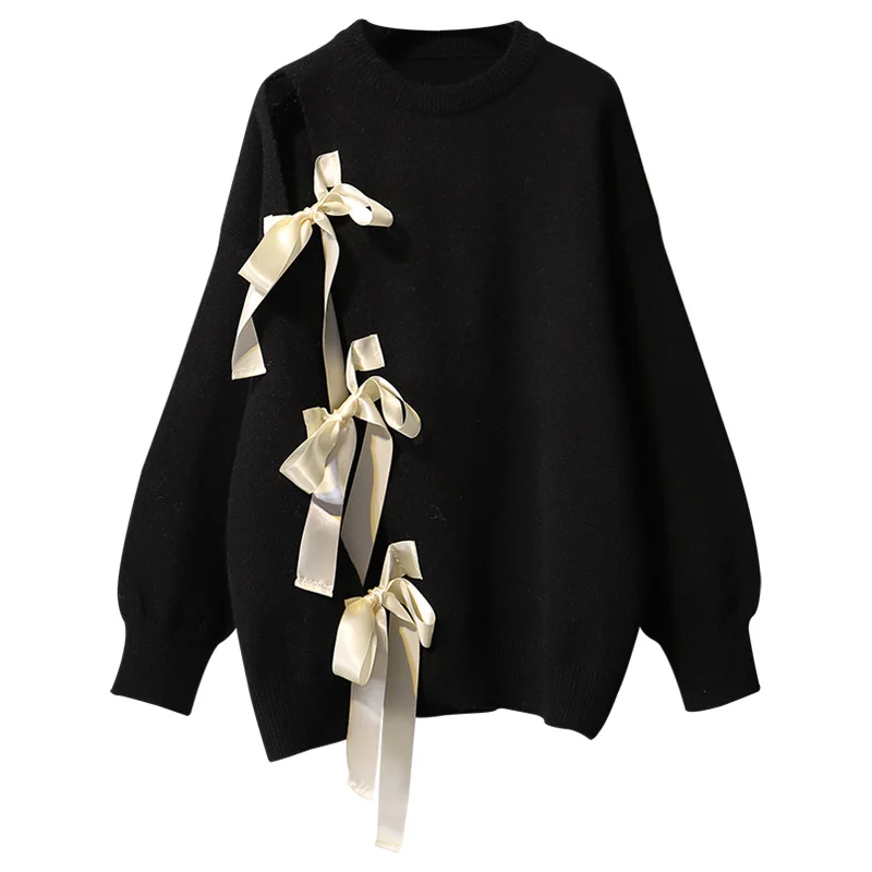 High Street Lace Up Bow Pullover Knitted Sweater New Autumn Fashion Women Full Sleeve O Collar Slim Wild Loose
High Street Lace Up Bow Pullover Knitted Sweater New Autumn Fashion Women Full Sleeve O Collar Slim Wild Loose