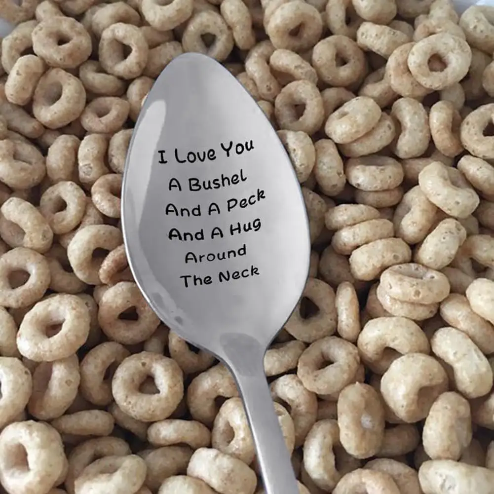 19X3cm Portable Stainless Steel Spoon Letter Engraved I Love You A Bushel And A Peck Recycled Spoon Cutlery Soup Spoon Tableware
19X3cm Portable Stainless Steel Spoon Letter Engraved I Love You A Bushel And A Peck Recycled Spoon Cutlery Soup Spoon Tableware