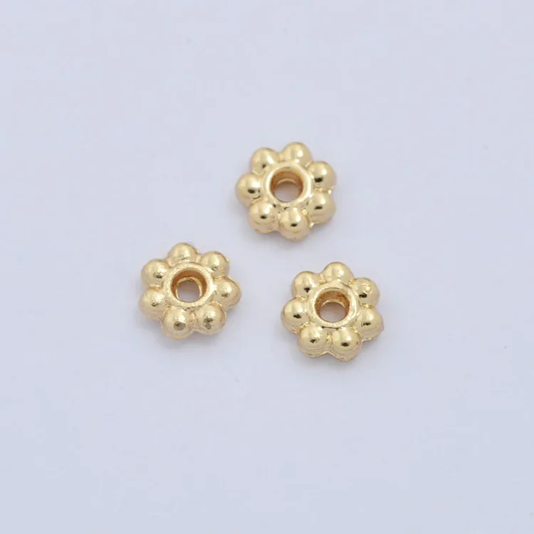 

DIY jewelry accessories wholesale 18K real gold snowflake sheet plum spacer 7*7mm necklace bracelet spacer beads