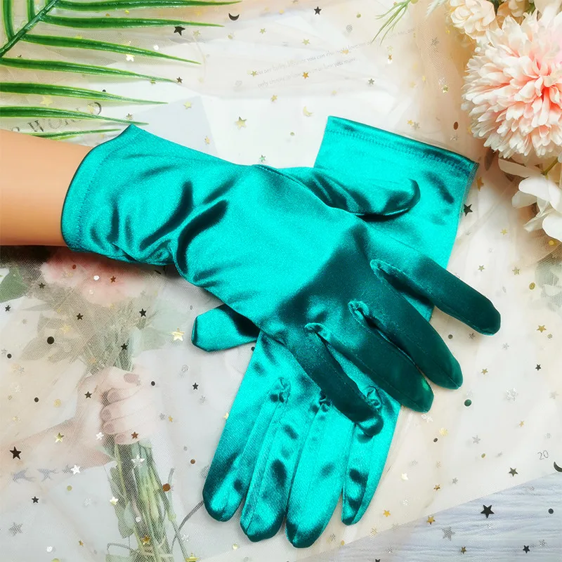 Peacock Blue Satin Gloves Short Mittens Full Finger Wedding Gloves Dress Evening Party Prom Bridal Gloves Gant Mariage Femme 
Peacock Blue Satin Gloves Short Mittens Full Finger Wedding Gloves Dress Evening Party Prom Bridal Gloves Gant Mariage Femme