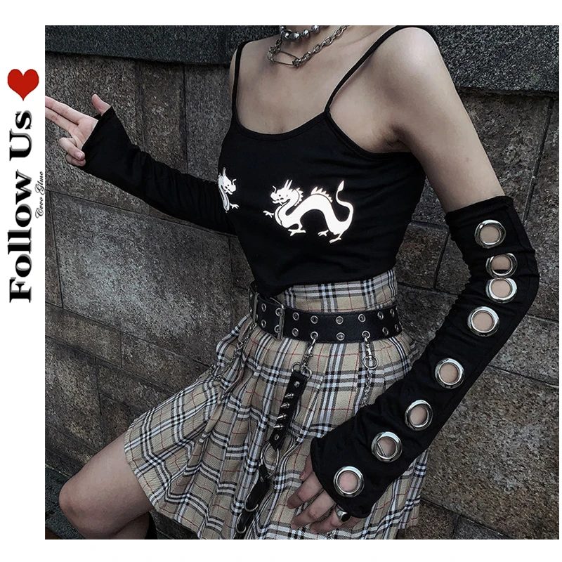 

Harajuku Punk Gothic Eyelet Arm Warmer Hollow Out Unisex Women Men Sport Outdoor Elbow Length Cuff Sleeves 2021 Cool Oversleeve