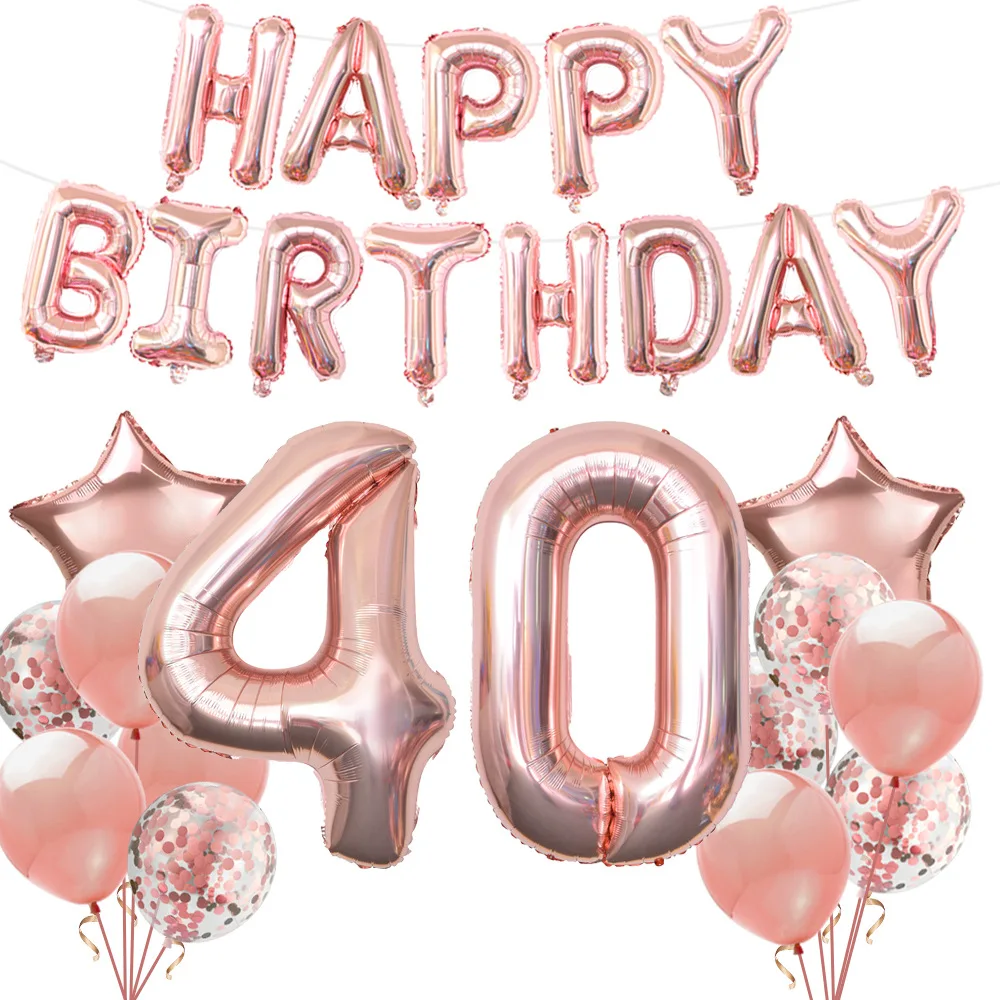 1Set Rose Gold 40th Birthday Party Decoration Happy Birthday Banner Helium Number Balloon 40T Anniversary Adult Party Decoration
1Set Rose Gold 40th Birthday Party Decoration Happy Birthday Banner Helium Number Balloon 40T Anniversary Adult Party Decoration